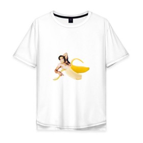 Мужская футболка хлопок Oversize с принтом Николас Кейдж в банане в Тюмени, 100% хлопок | свободный крой, круглый ворот, “спинка” длиннее передней части | Тематика изображения на принте: mem | memes | актер | банан | знаменитость | мем | николас кейдж | прикол | смешная картинка | юмор