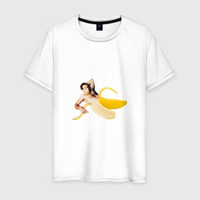 Мужская футболка хлопок с принтом Николас Кейдж в банане в Тюмени, 100% хлопок | прямой крой, круглый вырез горловины, длина до линии бедер, слегка спущенное плечо. | Тематика изображения на принте: mem | memes | актер | банан | знаменитость | мем | николас кейдж | прикол | смешная картинка | юмор