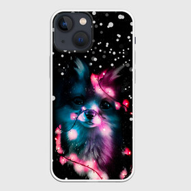 Чехол для iPhone 13 mini с принтом ЛИСЁНОК НОВОГОДНИЙ. в Тюмени,  |  | 2020 | snow | winter | гирлянда | зима | лиса | лисенок | новый год | новый год 2020 | снег