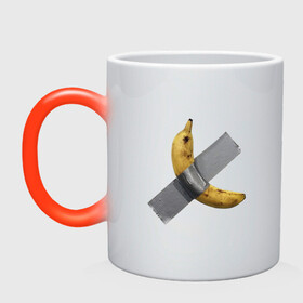 Кружка хамелеон с принтом  Банан за 120 тысяч долларов в Тюмени, керамика | меняет цвет при нагревании, емкость 330 мл | Тематика изображения на принте: art basel | banan | mem | memas | meme | мем | мемас | мемчик