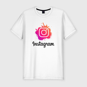 Мужская футболка хлопок Slim с принтом INSTAGRAM в Тюмени, 92% хлопок, 8% лайкра | приталенный силуэт, круглый вырез ворота, длина до линии бедра, короткий рукав | insta | instagram | instagramm | social | видео | инста | инстаграм | инстаграмм | приложение | социальная сеть | фото