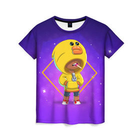 Женская футболка 3D с принтом Brawl Stars Leon Sally в Тюмени, 100% полиэфир ( синтетическое хлопкоподобное полотно) | прямой крой, круглый вырез горловины, длина до линии бедер | brawl | leon | sally | skin | stars | браво | леон | старс