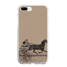 Чехол для iPhone 7Plus/8 Plus матовый с принтом лошадь с колесницей в Тюмени, Силикон | Область печати: задняя сторона чехла, без боковых панелей | животные | конный спорт | конь | лошадь | наездник | спорт