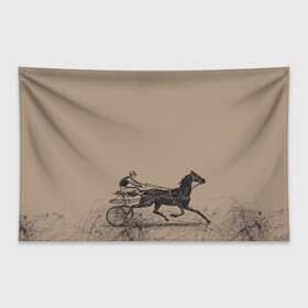 Флаг-баннер с принтом лошадь с колесницей в Тюмени, 100% полиэстер | размер 67 х 109 см, плотность ткани — 95 г/м2; по краям флага есть четыре люверса для крепления | животные | конный спорт | конь | лошадь | наездник | спорт