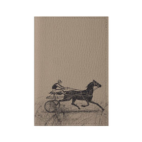 Обложка для паспорта матовая кожа с принтом лошадь с колесницей в Тюмени, натуральная матовая кожа | размер 19,3 х 13,7 см; прозрачные пластиковые крепления | животные | конный спорт | конь | лошадь | наездник | спорт