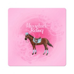 Магнит виниловый Квадрат с принтом Horseback Rading в Тюмени, полимерный материал с магнитным слоем | размер 9*9 см, закругленные углы | животные | конный спорт | конь | лошадь | наездник | спорт