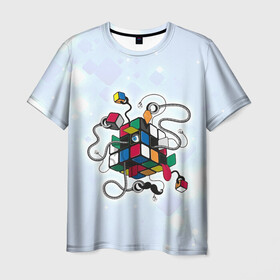 Мужская футболка 3D с принтом Кубик Рубика в Тюмени, 100% полиэфир | прямой крой, круглый вырез горловины, длина до линии бедер | mathematica | кубик | магия. формулы | математика | наука | рубика | соберись | технарь