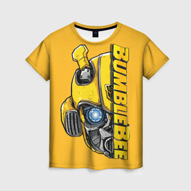 Женская футболка 3D с принтом Transformers Bumblebee в Тюмени, 100% полиэфир ( синтетическое хлопкоподобное полотно) | прямой крой, круглый вырез горловины, длина до линии бедер | bumblebee | transformers | автоботы | бамблби | мегатрон | оптимус прайм | роботы | трансформеры
