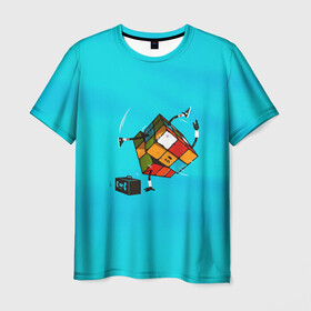 Мужская футболка 3D с принтом Кубик Рубика танцор в Тюмени, 100% полиэфир | прямой крой, круглый вырез горловины, длина до линии бедер | mathematica | кубик | магия. формулы | математика | наука | рубика | соберись | танец | технарь