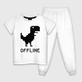 Детская пижама хлопок с принтом Offline в Тюмени, 100% хлопок |  брюки и футболка прямого кроя, без карманов, на брюках мягкая резинка на поясе и по низу штанин
 | Тематика изображения на принте: dinosaur | google | internet | offline | гугл | динозавр | интернет | офлайн | оффлайн