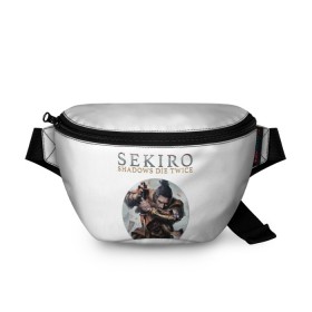 Поясная сумка 3D с принтом Sekiro в Тюмени, 100% полиэстер | плотная ткань, ремень с регулируемой длиной, внутри несколько карманов для мелочей, основное отделение и карман с обратной стороны сумки застегиваются на молнию | action | game | japan | sekiro | shadows die twice | wolf | воин | волк | игра | сенгоку | экшен | япония