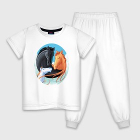Детская пижама хлопок с принтом лошади семья в Тюмени, 100% хлопок |  брюки и футболка прямого кроя, без карманов, на брюках мягкая резинка на поясе и по низу штанин
 | 