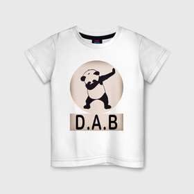 Детская футболка хлопок с принтом DAB Panda в Тюмени, 100% хлопок | круглый вырез горловины, полуприлегающий силуэт, длина до линии бедер | best | dab | dabbig | dance | freedom | hip hop | music | panda | rap | даб | даббинг | животные | крутой | лучший | медведь | музыка | панда | рэп | рэпер | свобода | танец | хип хоп