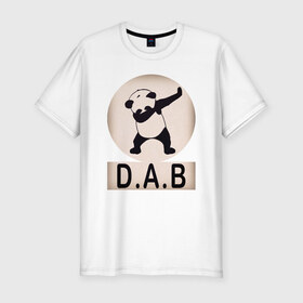 Мужская футболка хлопок Slim с принтом DAB Panda в Тюмени, 92% хлопок, 8% лайкра | приталенный силуэт, круглый вырез ворота, длина до линии бедра, короткий рукав | Тематика изображения на принте: best | dab | dabbig | dance | freedom | hip hop | music | panda | rap | даб | даббинг | животные | крутой | лучший | медведь | музыка | панда | рэп | рэпер | свобода | танец | хип хоп