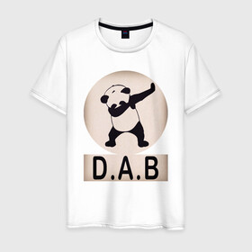 Мужская футболка хлопок с принтом DAB Panda в Тюмени, 100% хлопок | прямой крой, круглый вырез горловины, длина до линии бедер, слегка спущенное плечо. | best | dab | dabbig | dance | freedom | hip hop | music | panda | rap | даб | даббинг | животные | крутой | лучший | медведь | музыка | панда | рэп | рэпер | свобода | танец | хип хоп