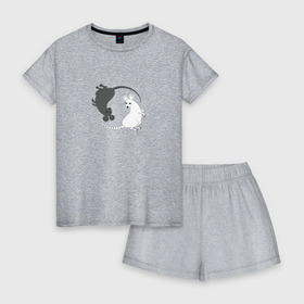 Женская пижама с шортиками хлопок с принтом Крысы Инь Ян 2020 год в Тюмени, 100% хлопок | футболка прямого кроя, шорты свободные с широкой мягкой резинкой | 