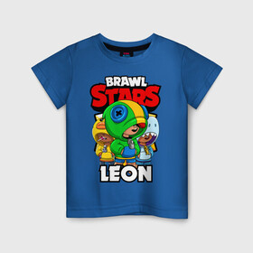 Детская футболка хлопок с принтом BRAWL STARS LEON в Тюмени, 100% хлопок | круглый вырез горловины, полуприлегающий силуэт, длина до линии бедер | brawl stars | brawl stars leon | brawler | leon | sally | shark | акула | бравл старз | бравлер | леон | салли