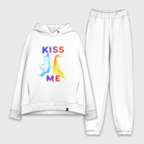 Женский костюм хлопок Oversize с принтом Kiss Me в Тюмени,  |  | cyber | kiss | абстракция | волны | любовь | поцелуй