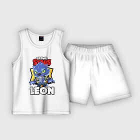 Детская пижама с шортами хлопок с принтом BRAWL STARS ОБОРОТЕНЬ LEON. в Тюмени,  |  | brawl stars | leon | moba | бравл старс | жанр | игра | леон | оборотень | оборотень leon