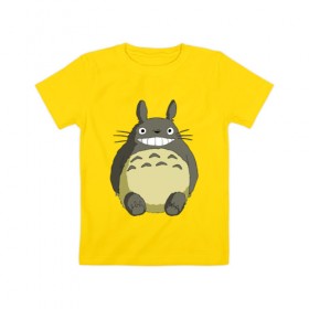 Детская футболка хлопок с принтом Тоторо в Тюмени, 100% хлопок | круглый вырез горловины, полуприлегающий силуэт, длина до линии бедер | anime | totoro | аниме | анимэ | монстр | монстрик | персонаж | существо | тоторо | хранитель