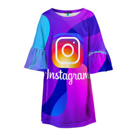 Детское платье 3D с принтом Instagram Exclusive в Тюмени, 100% полиэстер | прямой силуэт, чуть расширенный к низу. Круглая горловина, на рукавах — воланы | Тематика изображения на принте: insta | instagram | instagramm | social | видео | инста | инстаграм | инстаграмм | приложение | социальная сеть | фото