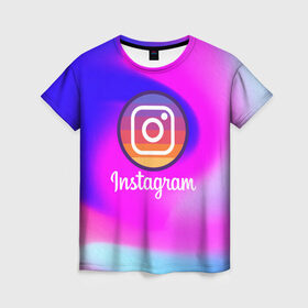 Женская футболка 3D с принтом INSTAGRAM в Тюмени, 100% полиэфир ( синтетическое хлопкоподобное полотно) | прямой крой, круглый вырез горловины, длина до линии бедер | insta | instagram | instagramm | social | видео | инста | инстаграм | инстаграмм | приложение | социальная сеть | фото