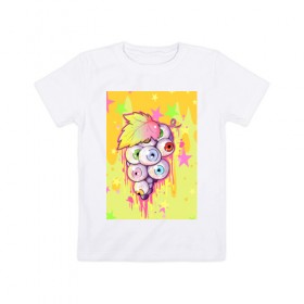 Детская футболка хлопок с принтом Кислотные глазки в Тюмени, 100% хлопок | круглый вырез горловины, полуприлегающий силуэт, длина до линии бедер | Тематика изображения на принте: виноград | глаза | гроздь | кислота | психоделика