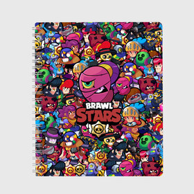 Тетрадь с принтом BRAWL STARS TARA в Тюмени, 100% бумага | 48 листов, плотность листов — 60 г/м2, плотность картонной обложки — 250 г/м2. Листы скреплены сбоку удобной пружинной спиралью. Уголки страниц и обложки скругленные. Цвет линий — светло-серый
 | bibi | brawl stars | brock | bull | crow | dinomike | el primo | leon | mobile game | nita | poko | ricochet | stars | tara | бравл старс | ворон | леон | мобильные игры