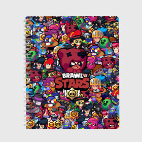 Тетрадь с принтом BRAWL STARS NITA в Тюмени, 100% бумага | 48 листов, плотность листов — 60 г/м2, плотность картонной обложки — 250 г/м2. Листы скреплены сбоку удобной пружинной спиралью. Уголки страниц и обложки скругленные. Цвет линий — светло-серый
 | bibi | brawl stars | brock | bull | crow | dinomike | el primo | leon | mobile game | nita | poko | ricochet | stars | tara | бравл старс | ворон | леон | мобильные игры