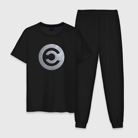 Мужская пижама хлопок с принтом CALDARI в Тюмени, 100% хлопок | брюки и футболка прямого кроя, без карманов, на брюках мягкая резинка на поясе и по низу штанин
 | caldari | eve | eve online | игры | калдари | эмблема