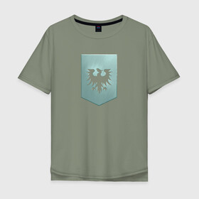 Мужская футболка хлопок Oversize с принтом GALLENTE в Тюмени, 100% хлопок | свободный крой, круглый ворот, “спинка” длиннее передней части | eve | eve online | gallente | галленте | игры | эмблема