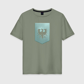 Женская футболка хлопок Oversize с принтом GALLENTE в Тюмени, 100% хлопок | свободный крой, круглый ворот, спущенный рукав, длина до линии бедер
 | Тематика изображения на принте: eve | eve online | gallente | галленте | игры | эмблема