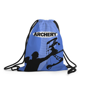 Рюкзак-мешок 3D с принтом Archery в Тюмени, 100% полиэстер | плотность ткани — 200 г/м2, размер — 35 х 45 см; лямки — толстые шнурки, застежка на шнуровке, без карманов и подкладки | archer | archery | bow | bow hunter | bowhunter | лук | лучник | стрельба из лука