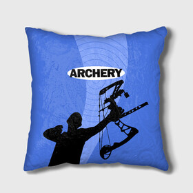 Подушка 3D с принтом Archery в Тюмени, наволочка – 100% полиэстер, наполнитель – холлофайбер (легкий наполнитель, не вызывает аллергию). | состоит из подушки и наволочки. Наволочка на молнии, легко снимается для стирки | archer | archery | bow | bow hunter | bowhunter | лук | лучник | стрельба из лука