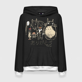Женская толстовка 3D с принтом My Neighbor Totoro группа на черном в Тюмени, 100% полиэстер  | двухслойный капюшон со шнурком для регулировки, мягкие манжеты на рукавах и по низу толстовки, спереди карман-кенгуру с мягким внутренним слоем. | anime | hayao miyazaki | japanese | meme | miyazaki | piano | studio ghibli | tokyo | totoro | гибли | котобус | мой | сосед | сусуватари | тонари | тоторо | хаяо миядзаки