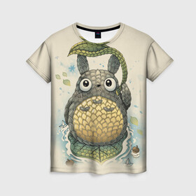 Женская футболка 3D с принтом My Neighbor Totoro заяц с чешуей в Тюмени, 100% полиэфир ( синтетическое хлопкоподобное полотно) | прямой крой, круглый вырез горловины, длина до линии бедер | anime | hayao miyazaki | japanese | meme | miyazaki | piano | studio ghibli | tokyo | totoro | гибли | котобус | мой | сосед | сусуватари | тонари | тоторо | хаяо миядзаки