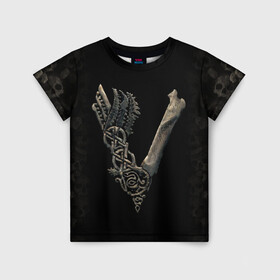 Детская футболка 3D с принтом Vikings (bones logo) в Тюмени, 100% гипоаллергенный полиэфир | прямой крой, круглый вырез горловины, длина до линии бедер, чуть спущенное плечо, ткань немного тянется | bones | good | skull | viking | vikings | бог | викинг | викинги | кости | скандинавы | череп | язычник