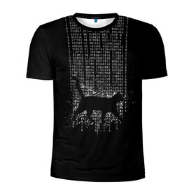 Мужская футболка 3D спортивная с принтом Matrix cat в Тюмени, 100% полиэстер с улучшенными характеристиками | приталенный силуэт, круглая горловина, широкие плечи, сужается к линии бедра | matrix | андерсон | всемогущий | дежавю | киану | код | кот | матрица | поверь | ривз | себя | томас