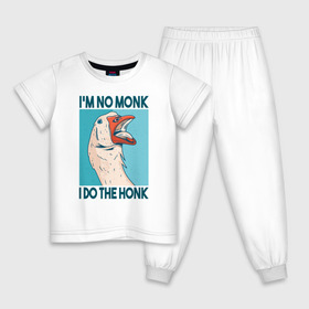 Детская пижама хлопок с принтом Гусь Хонк в Тюмени, 100% хлопок |  брюки и футболка прямого кроя, без карманов, на брюках мягкая резинка на поясе и по низу штанин
 | goose | honk | гуси | гусь | хонк