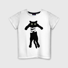 Детская футболка хлопок с принтом Черный кот в руках в Тюмени, 100% хлопок | круглый вырез горловины, полуприлегающий силуэт, длина до линии бедер | cat | в руках | глаза | животное | кот | котенок | кошка | милый | черный