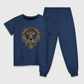 Детская пижама хлопок с принтом Metallized Lion в Тюмени, 100% хлопок |  брюки и футболка прямого кроя, без карманов, на брюках мягкая резинка на поясе и по низу штанин
 | голова льва | знак зодиака лев | знак льва | зодиак лев | лев | лев гороскоп | львиный | львиный портрет