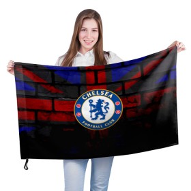 Флаг 3D с принтом Chelsea в Тюмени, 100% полиэстер | плотность ткани — 95 г/м2, размер — 67 х 109 см. Принт наносится с одной стороны | chelsea | англия | футбол | челси