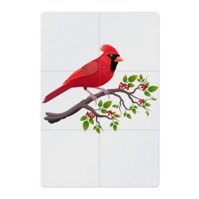 Магнитный плакат 2Х3 с принтом Красный кардинал в Тюмени, Полимерный материал с магнитным слоем | 6 деталей размером 9*9 см | cardinalis cardinalis | красный кардинал | новогодняя птица | птица | птичка | рождественская птица