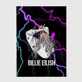 Постер с принтом BILLIE EILISH в Тюмени, 100% бумага
 | бумага, плотность 150 мг. Матовая, но за счет высокого коэффициента гладкости имеет небольшой блеск и дает на свету блики, но в отличии от глянцевой бумаги не покрыта лаком | ayelish | bad guy | bellyache | bilie eilish | bilie elish | billie | billie eilish | eilish | electronic | elish | music | били айлиш | билли айлиш | эйлиш | элиш