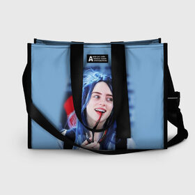 Сумка-шоппер 3D с принтом BILLIE EILISH в Тюмени, 100% полиэстер | застегивается на металлическую кнопку; внутренний карман застегивается на молнию. Стенки укреплены специальным мягким материалом, чтобы защитить содержимое от несильных ударов
 | ayelish | bad guy | bellyache | bilie eilish | bilie elish | billie | billie eilish | eilish | electronic | elish | music | били айлиш | билли айлиш | эйлиш | элиш