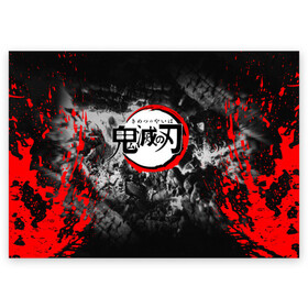 Поздравительная открытка с принтом Japanese hierogliphes Demon Slayer  в Тюмени, 100% бумага | плотность бумаги 280 г/м2, матовая, на обратной стороне линовка и место для марки
 | Тематика изображения на принте: demon slayer | demon slayer: kimetsu no yaiba | kimetsu | kimetsu no yaiba | nezuko | slayer | tanjiro | клинок рассекающий демонов | незуко | танджиро | шинобу кочо