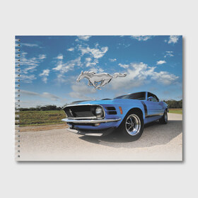 Альбом для рисования с принтом Mustang в Тюмени, 100% бумага
 | матовая бумага, плотность 200 мг. | car | hoofs | horse | jump | mane | motorsport | mustang | power | race | sky | tail | usa | автомобиль | автоспорт | гонка | грива | копыта | лошадь | мощь | мустанг | небо | облака | скачка | сша | хвост