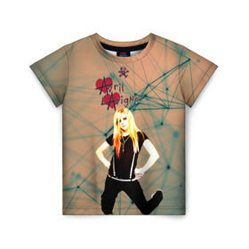 Детская футболка 3D с принтом Avril Lavigne в Тюмени, 100% гипоаллергенный полиэфир | прямой крой, круглый вырез горловины, длина до линии бедер, чуть спущенное плечо, ткань немного тянется | Тематика изображения на принте: avril lavigne | аврил лавин | блондиника | музыка | рок