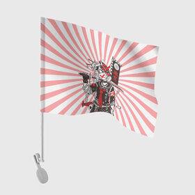 Флаг для автомобиля с принтом Убийца розового солнца в Тюмени, 100% полиэстер | Размер: 30*21 см | аниме | арт | девочка | маска | меч | солнце | якудза | япония