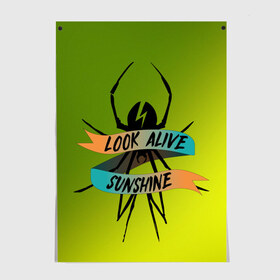 Постер с принтом Look alive sunshine в Тюмени, 100% бумага
 | бумага, плотность 150 мг. Матовая, но за счет высокого коэффициента гладкости имеет небольшой блеск и дает на свету блики, но в отличии от глянцевой бумаги не покрыта лаком | alive | look | my chemical | rok | romance | sunshine